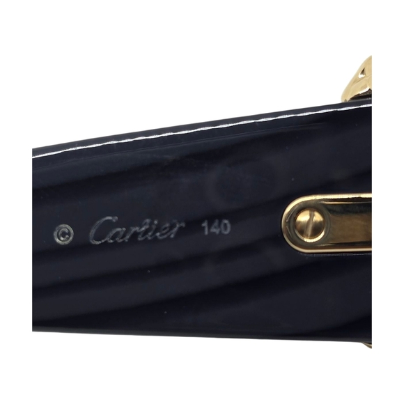 CARTIER.....Elegant CARTIER DARK STRIPED Sunglasses with Gold Accents - Picture 11 of 12